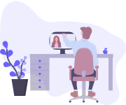 Ilustración de un usuario que estudia en línea